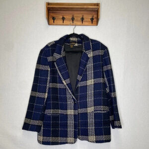 Navy Plaid Women's Blazer